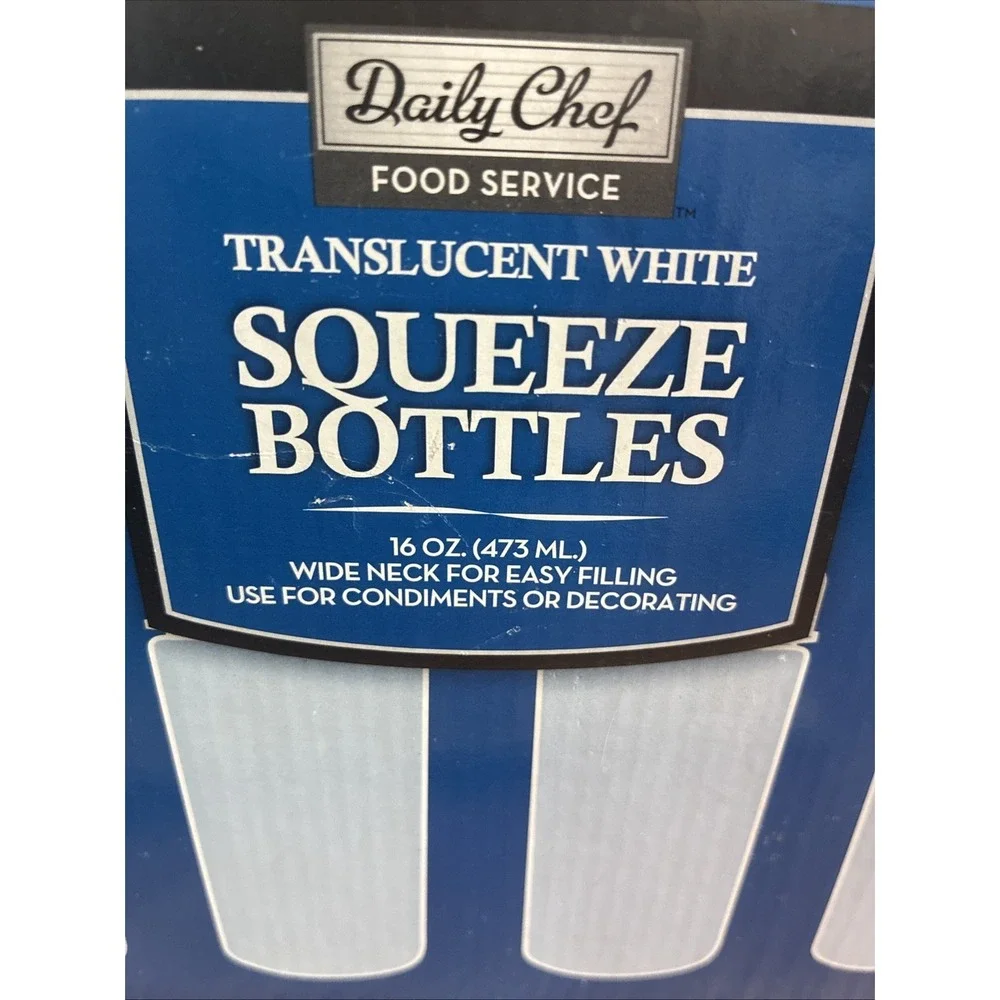 Daily Chef Squeeze Bottles 16 oz Translucent White Condiments Decorating (6) NEW